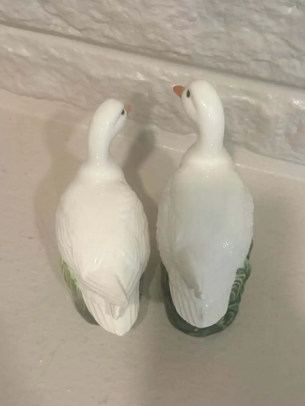 Vintage Ceramic White Duck Goose Figurines Set of 2 Cottagecore